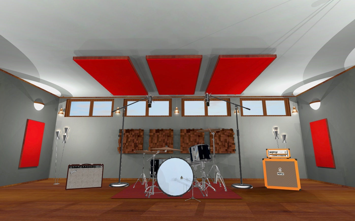 CEILING BAFFLE - Cool Red & Gunstock