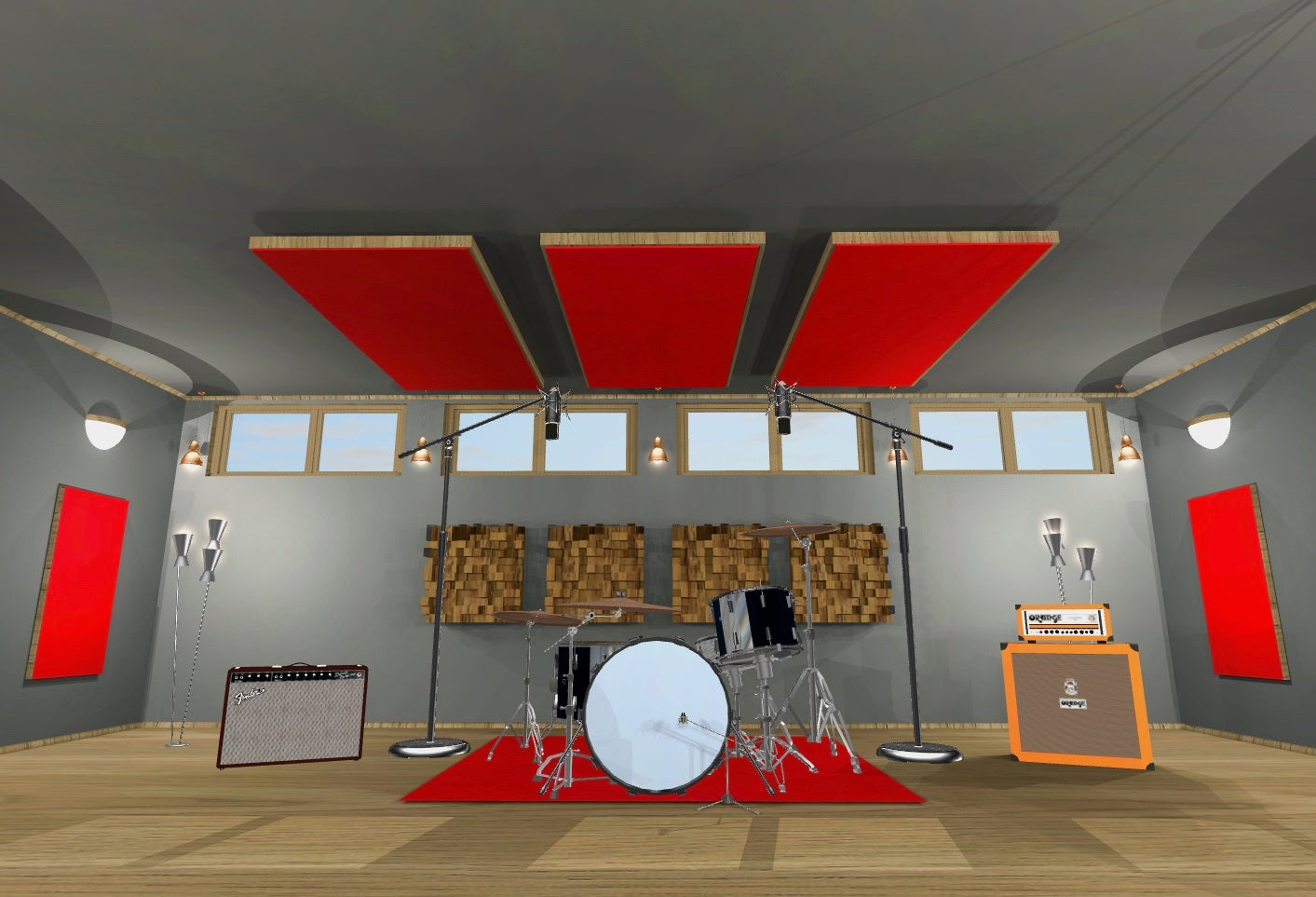 CEILING BAFFLE - Cool Red & Special Walnut